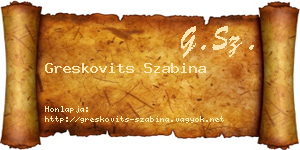 Greskovits Szabina névjegykártya